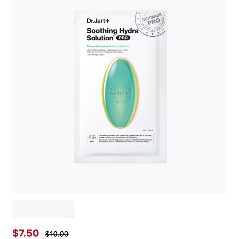 🖤5/$25🖤 Dr. Jart+ Soothing Hydra Solution Mask